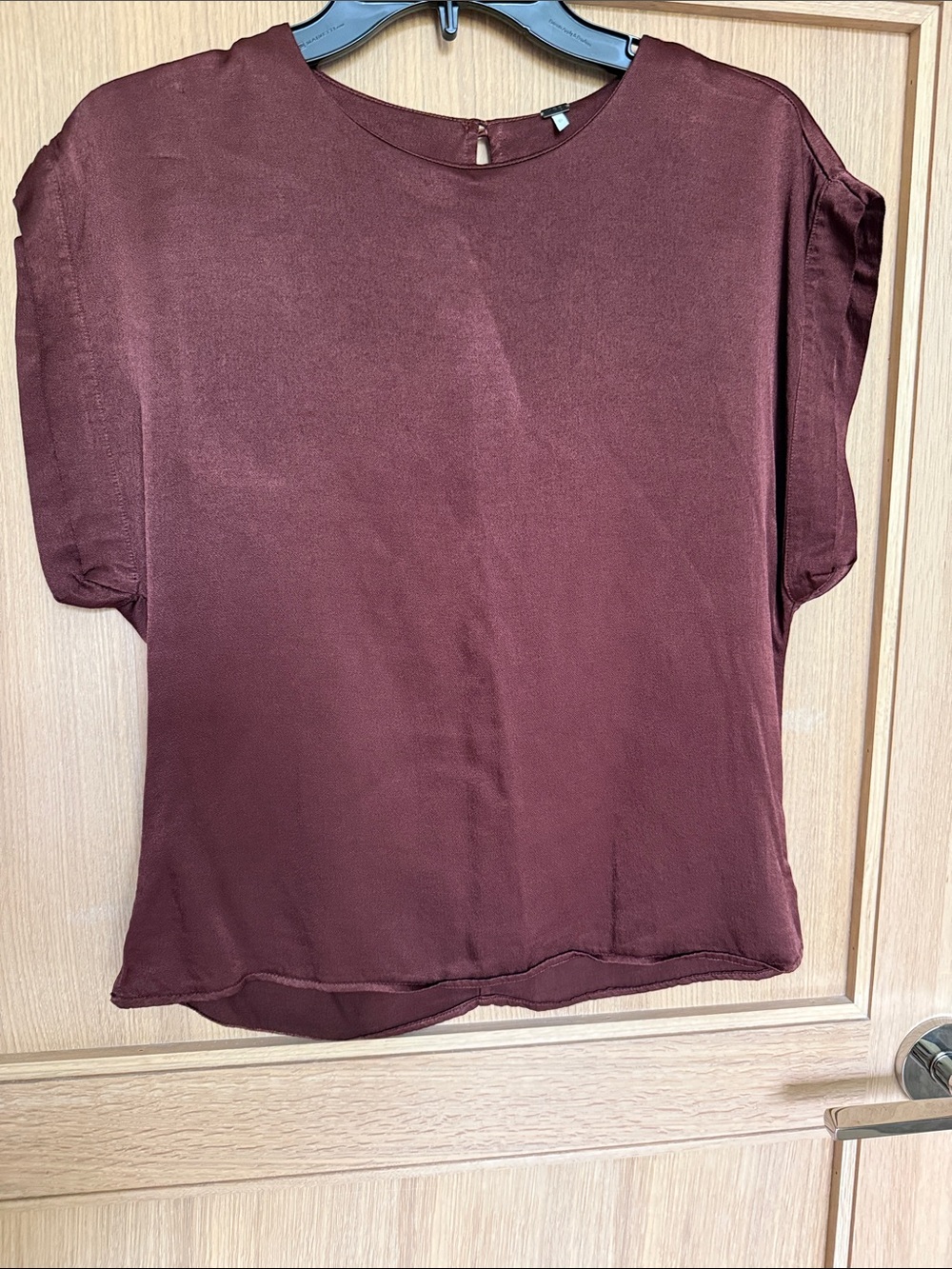 NWOT Women's YFB Satin Short-Sleeve Blouse - Brown
